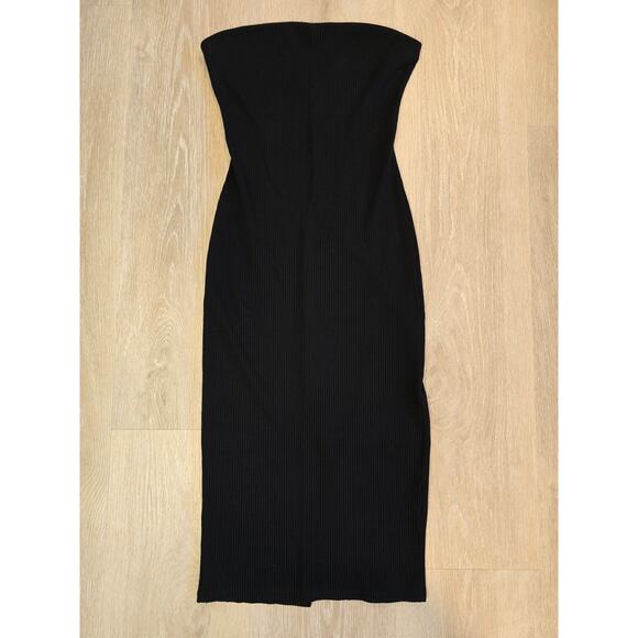 Reformation Black Strapless Ribbed Midi Dress Size Small Women’s Knit Body-Con - Picture 1 of 3
